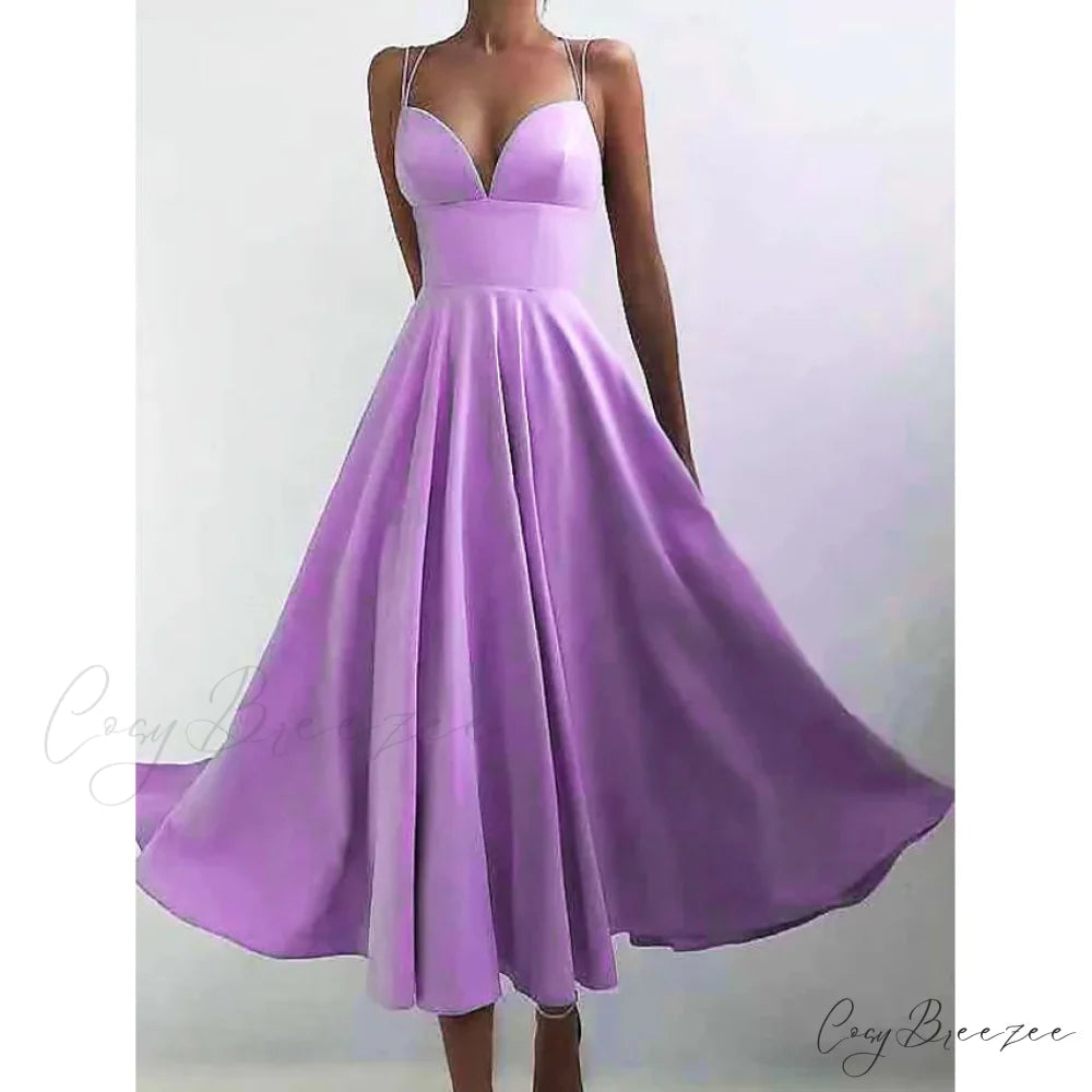 Sleeveless Solid Color Open Back Maxi Dress for Women Purple / S