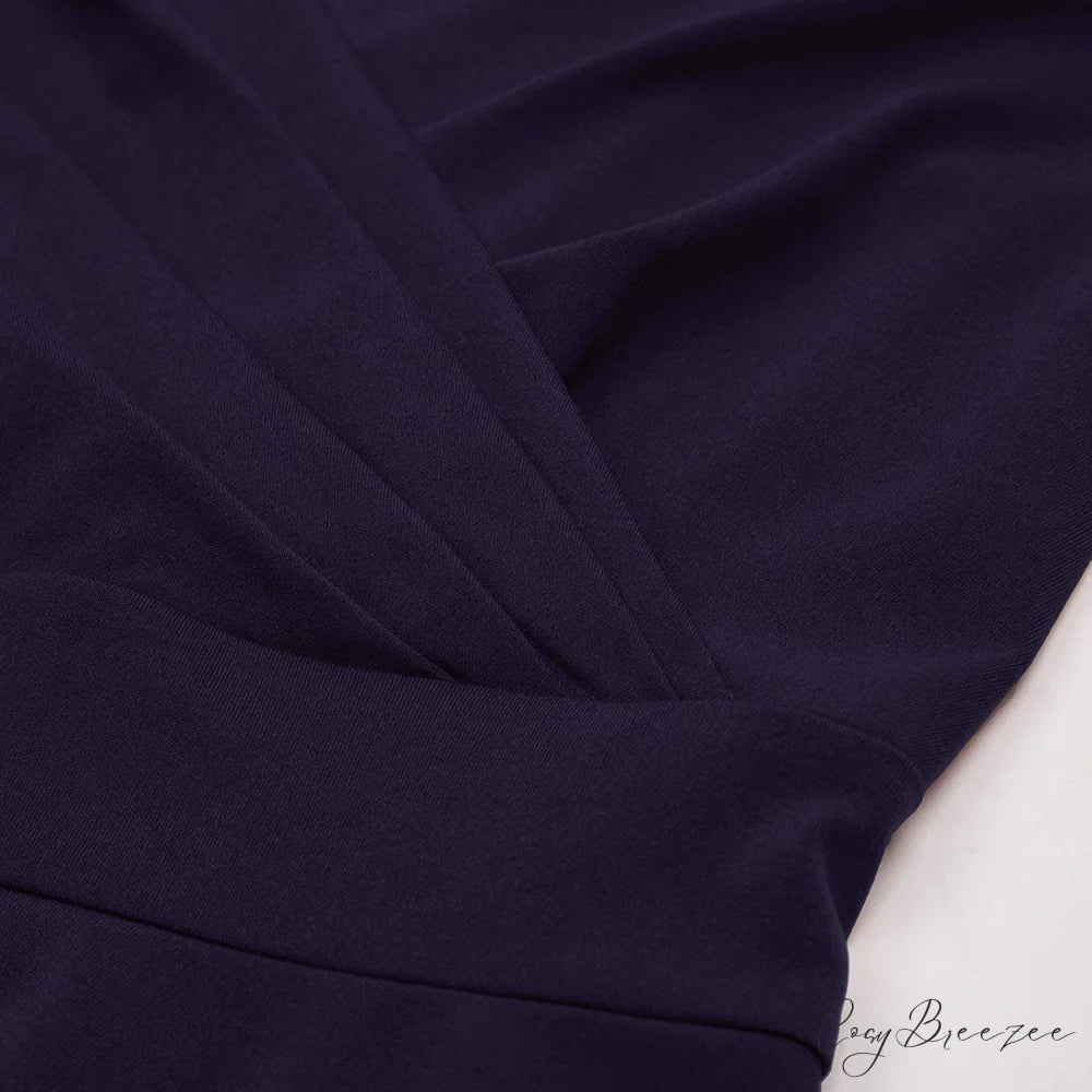 Sleeveless Wrap V-Neck A-line Bridesmaid Cocktail Party Dress for Women