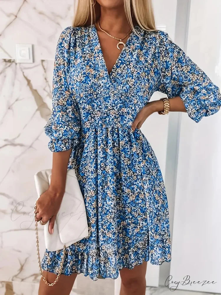 Sleeves with Gown Green and Puff Flowered Bohemian Print M / Green
