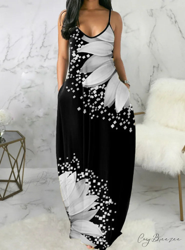 Slim Casual with Trim Ruffles Colorblock Women’s Gown Print M / GRAY