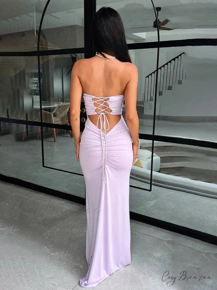 Slim Fit Tight Gathered Holiday Dress vacationdress-250223