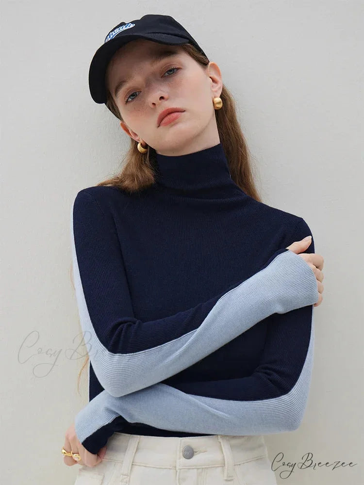Slim Style Two-wear High Turtleneck Sweater swraters-241228