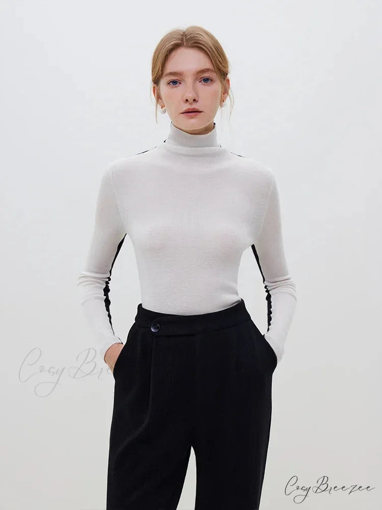 Slim Style Two-wear High Turtleneck Sweater swraters-241228