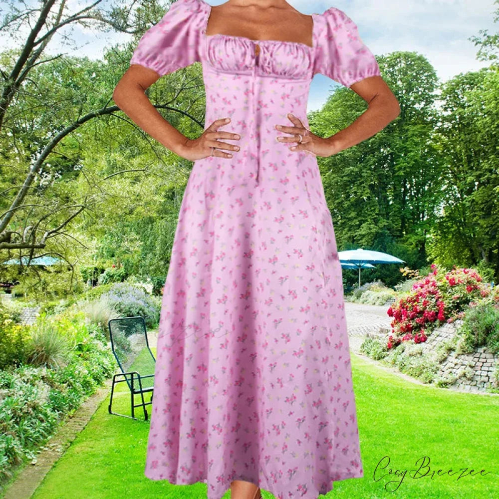 Small Fresh Floral Slim Fit Slit Camisole Dress Lavender / S floraldress-250126