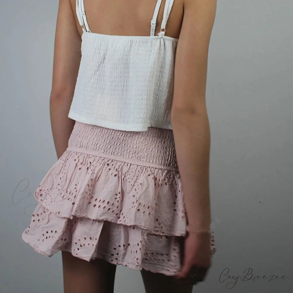 Smocked Boho Beach Ruffle Skirt skirts-250223