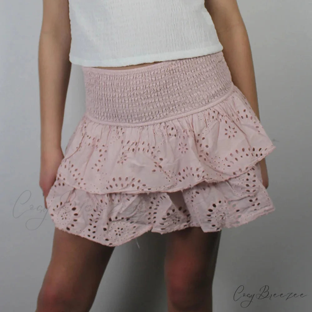 Smocked Boho Beach Ruffle Skirt skirts-250223