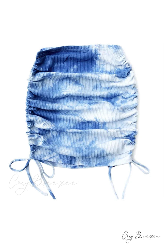Smocked Tie Dye Skirt Blue / S