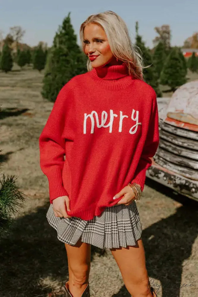 Soft Knitting New Christmas High Tie Chic New Christmas Sweater Red / S