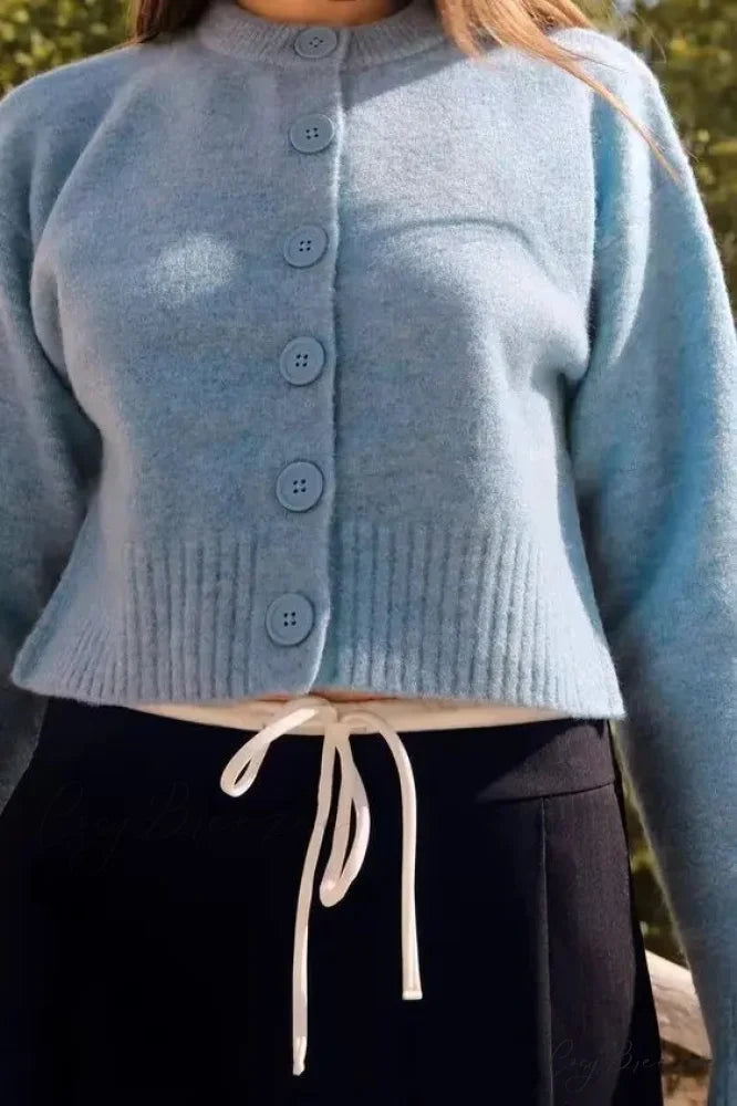 Soft Minimal Round Neck Full Sleeve Cardigan cardigans-241228