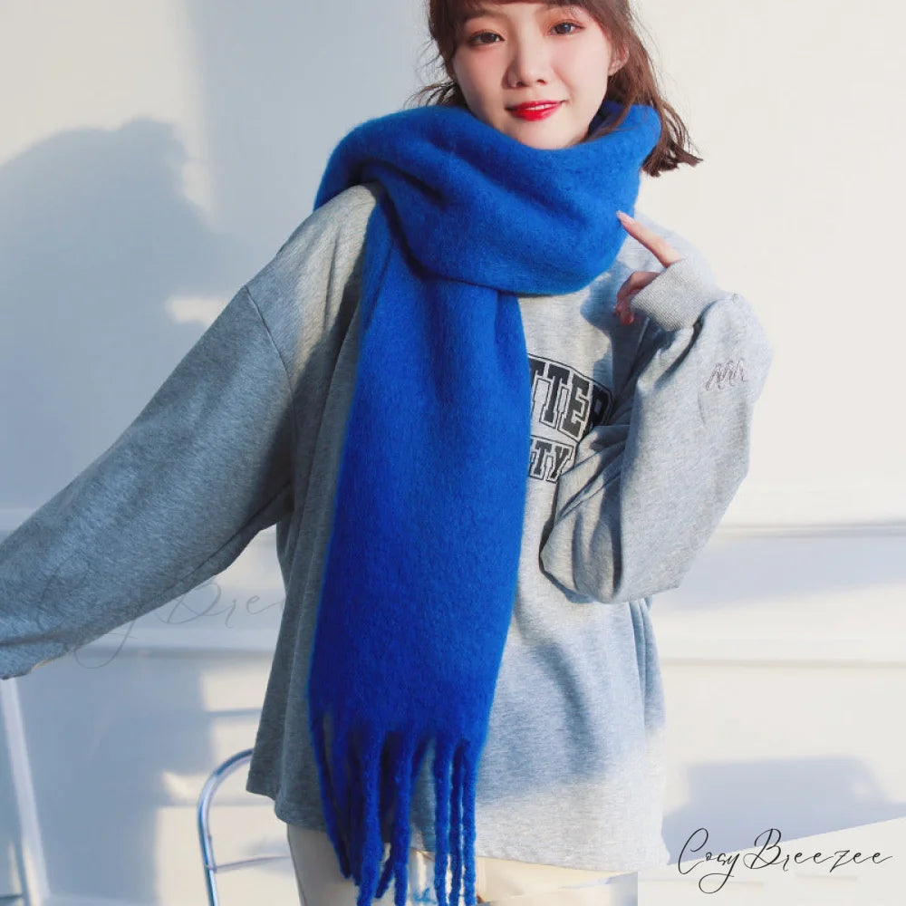 Soft Warm Cozy Elegant Trendy Classic Comfortable Knitted Scarf Cream white
