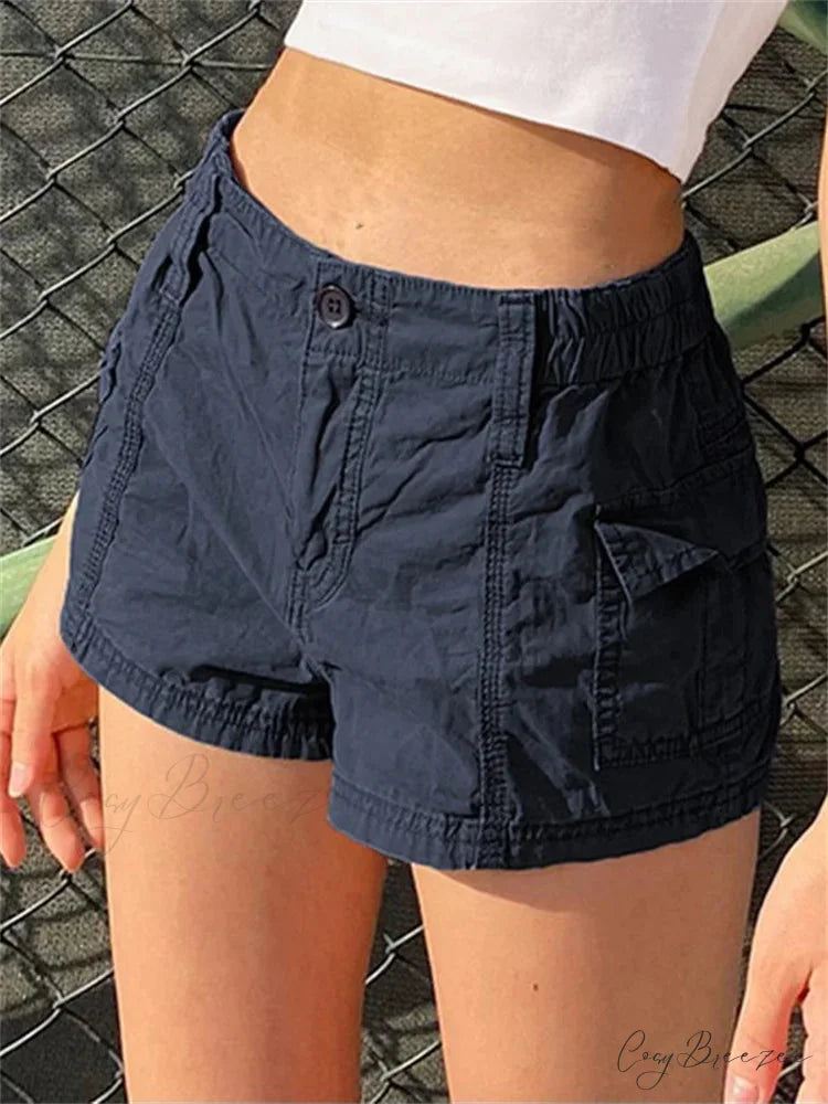 Solid Cargo Pocket Shorts blACK / S short-250223