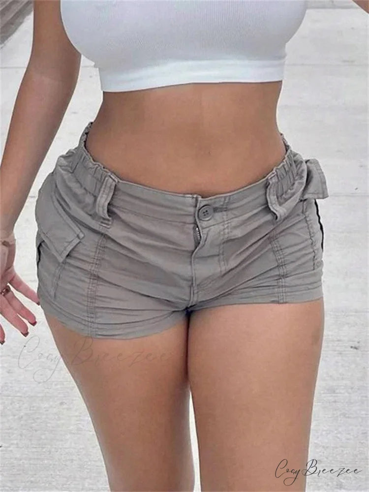 Solid Cargo Pocket Shorts grey / S short-250223