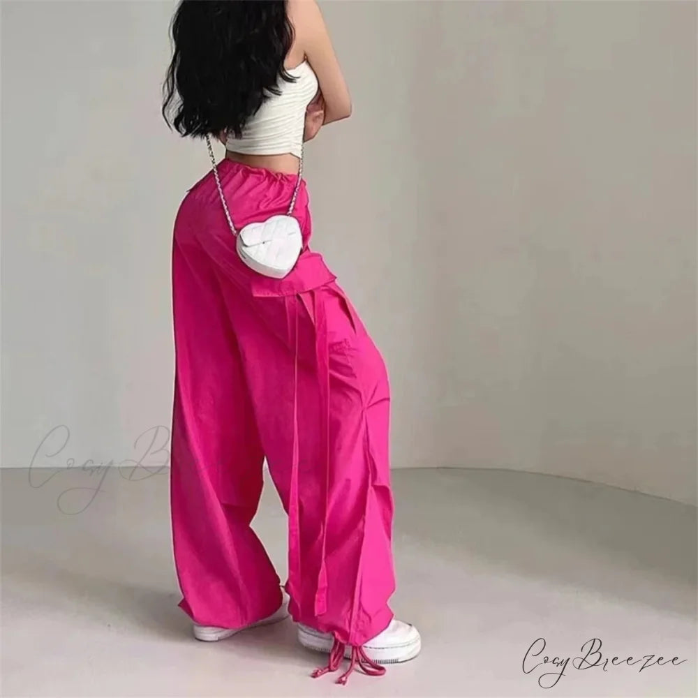 Solid Cargo Street-Style Slim Pull-Tie Pant pant-250223
