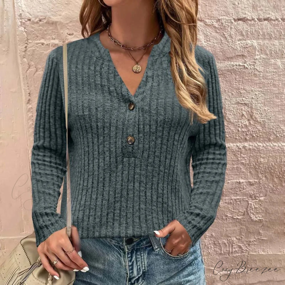 Solid Casual Color Blouse Army Green / S