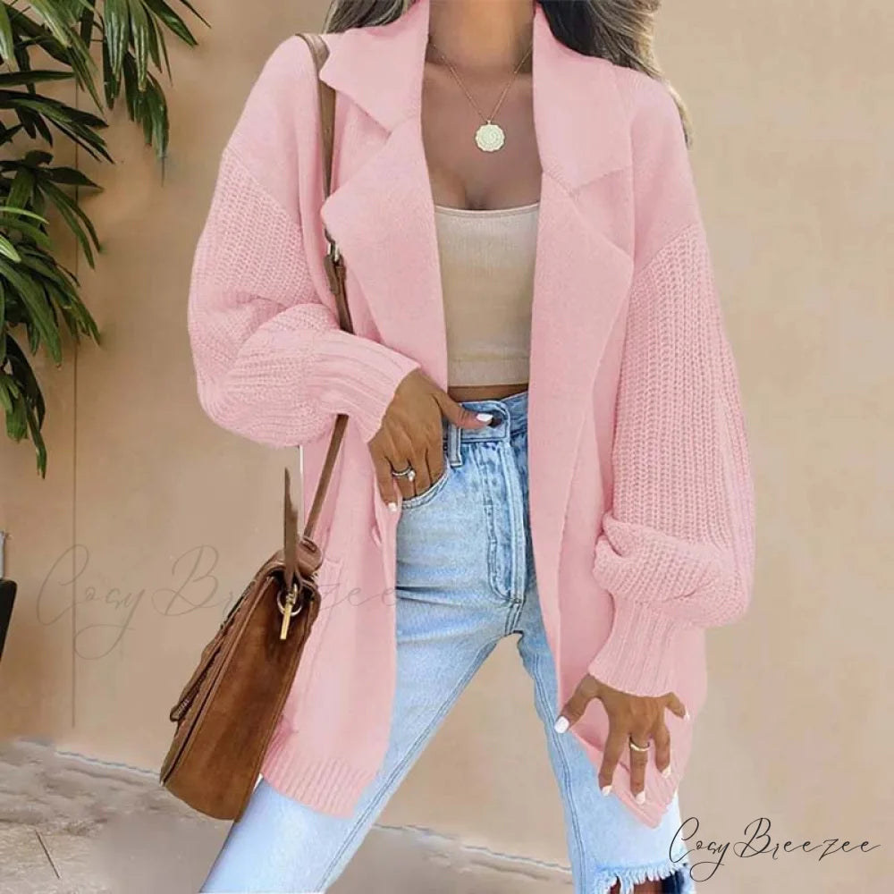 Solid Casual Colour Cardigan Pink / S