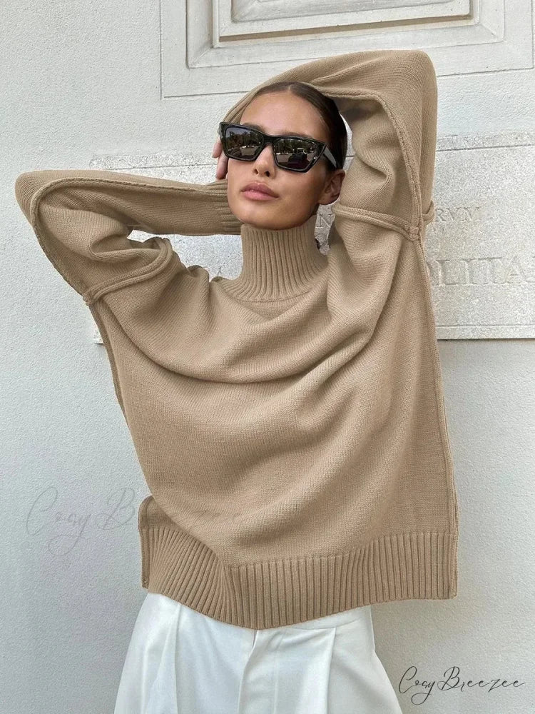 Solid Color Fashion Turtleneck Sweater swraters-241228