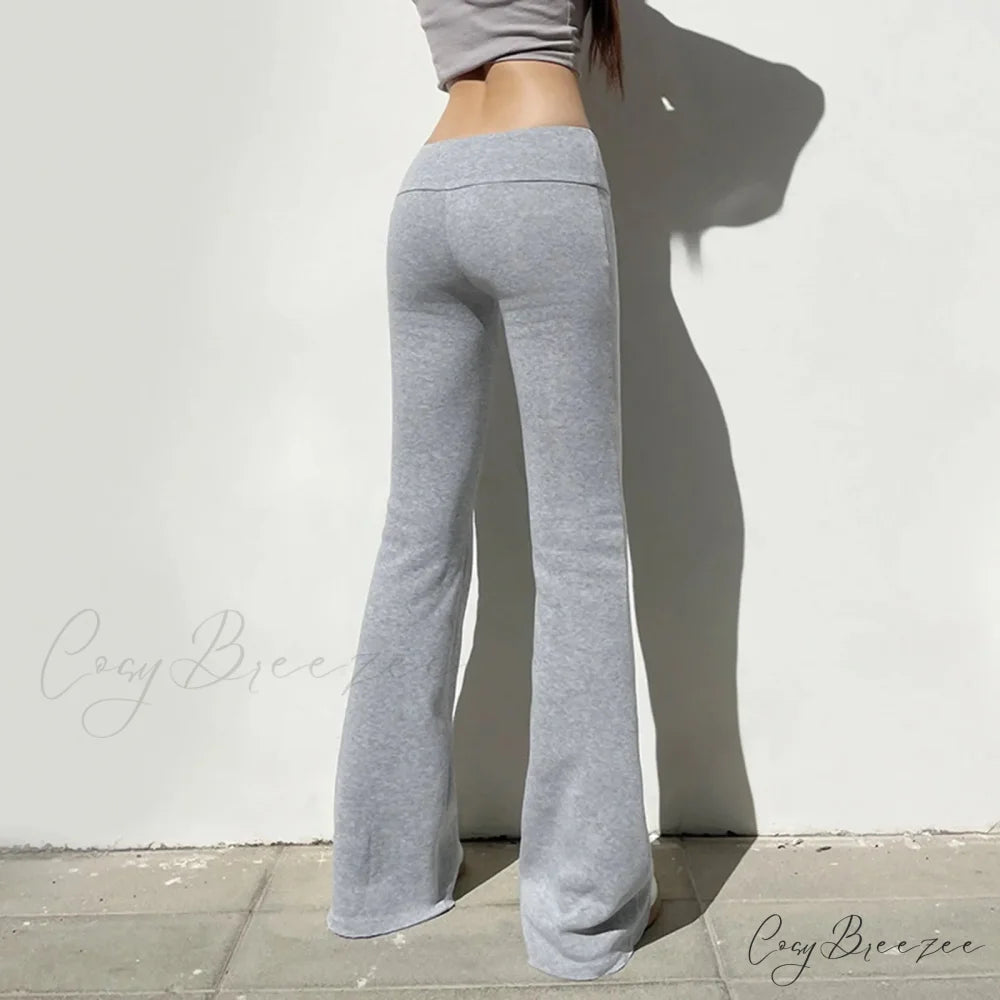 Solid Color Flared Sports Relaxed Pants pants-241228