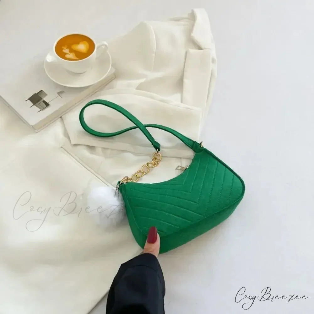 Solid Color Mini Underarm Shoulder Bag Green shoulder-250126