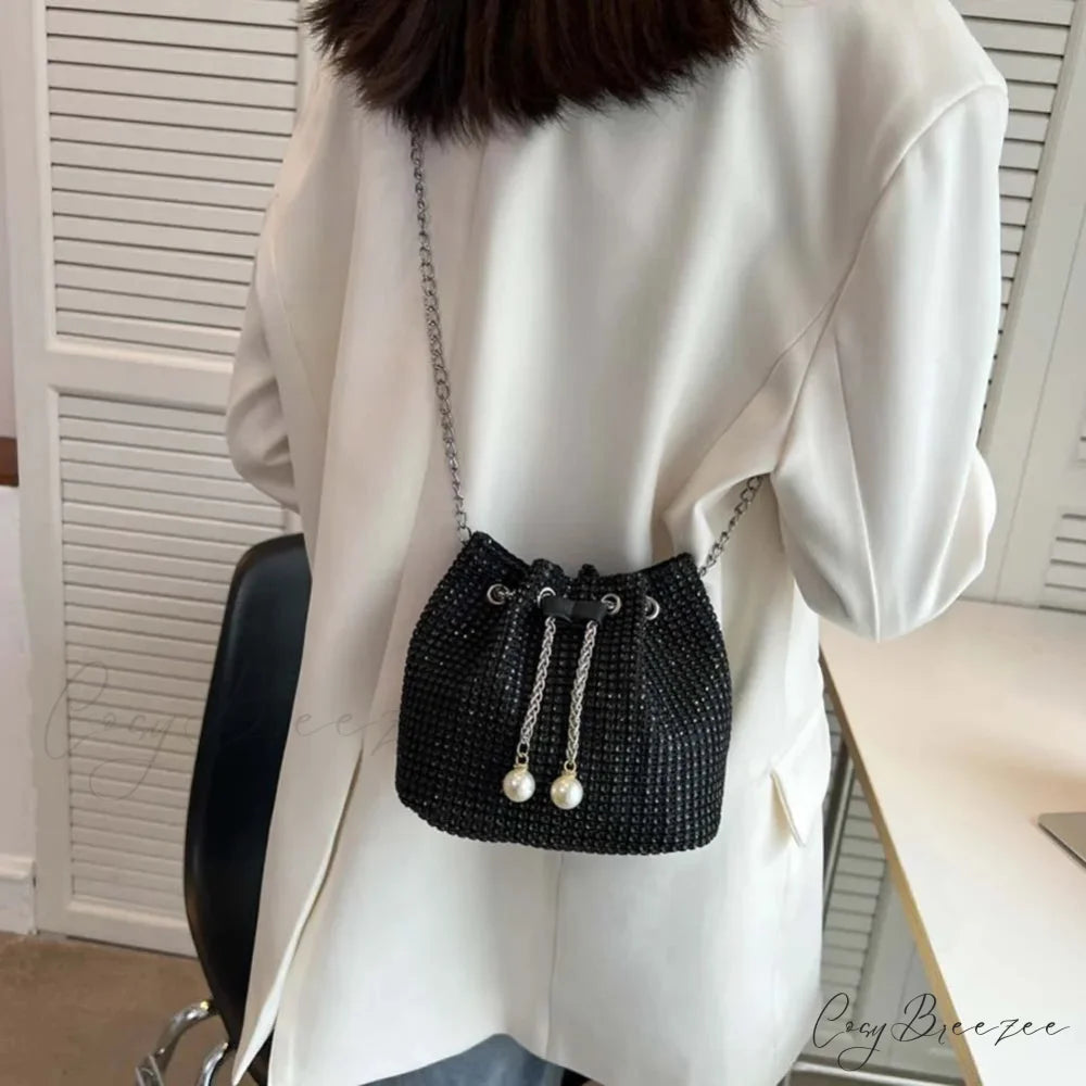 Solid Color Rhinestone Luxury Chain Crossbody Glitter Clutch Bag clutchbag-250126
