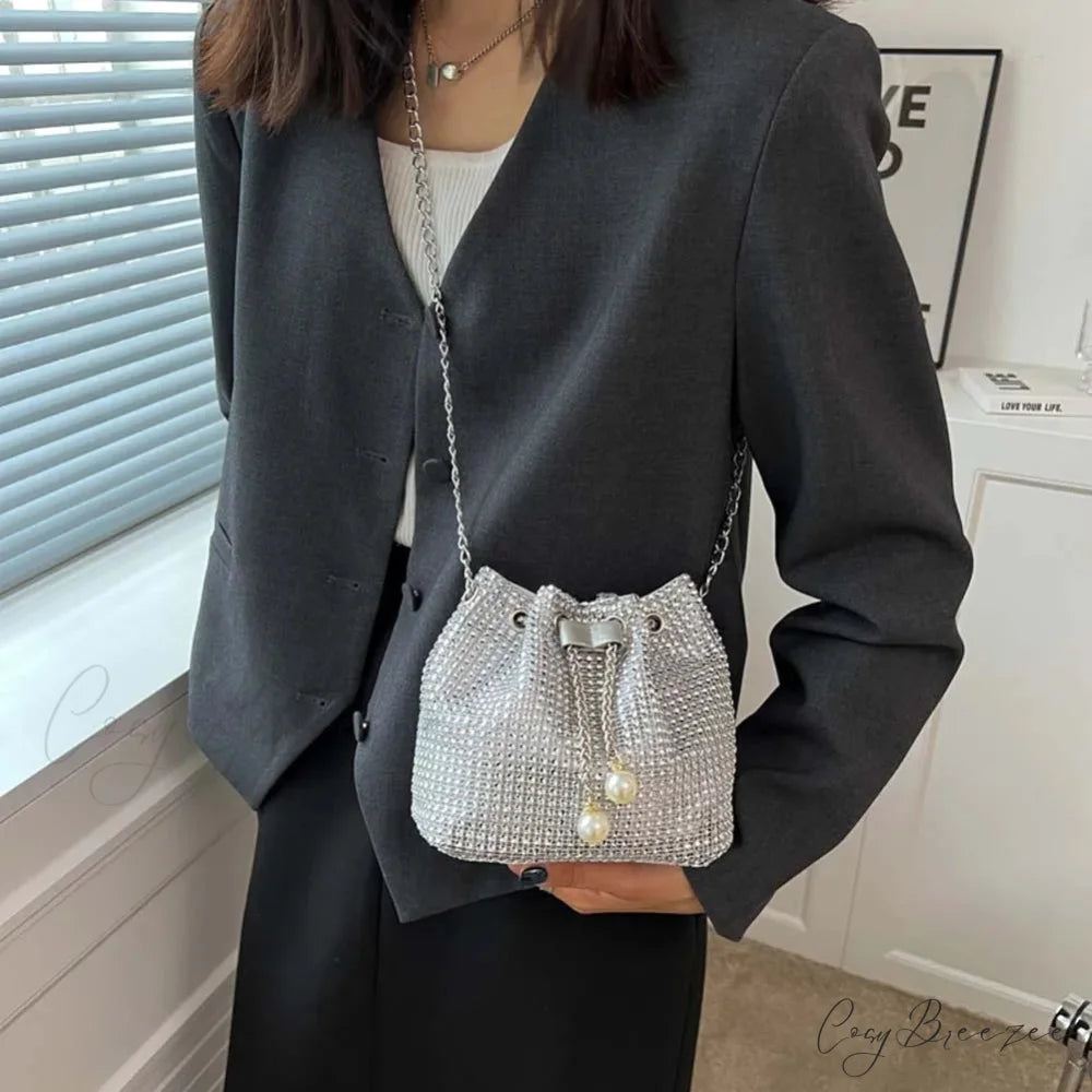 Solid Color Rhinestone Luxury Chain Crossbody Glitter Clutch Bag clutchbag-250126