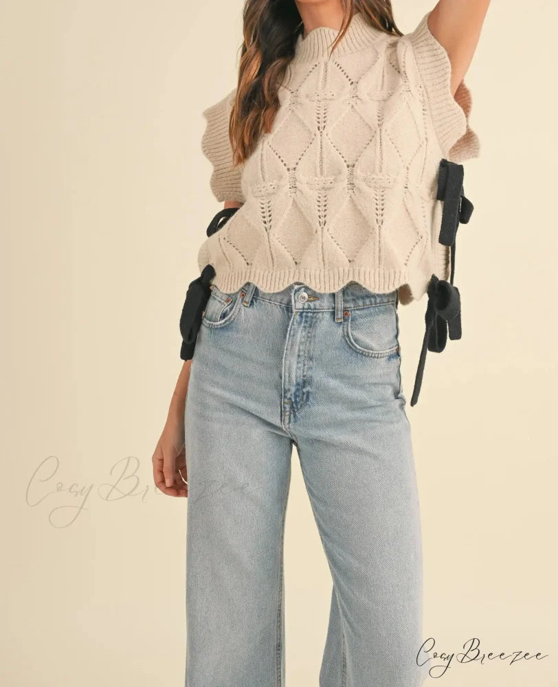 Solid Color Scalloped Trim Warm Sweater Beige / S swraters-241228