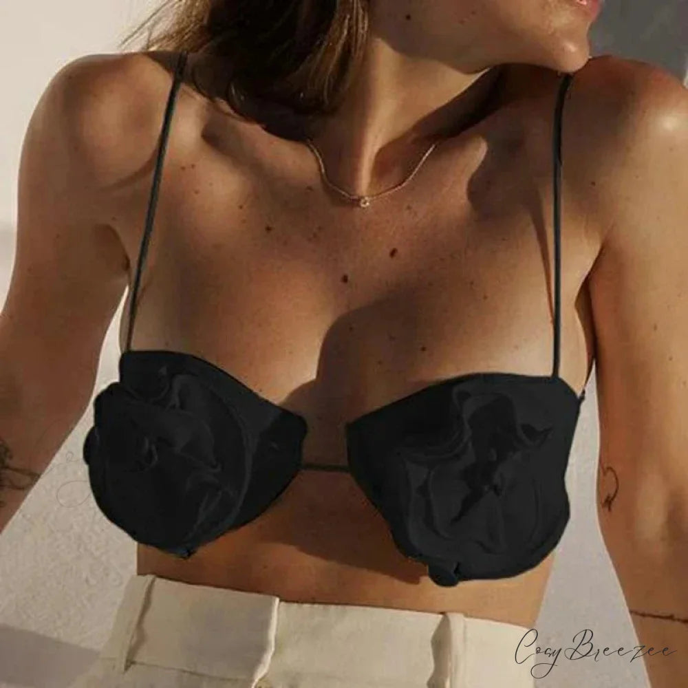 Solid Color Tie-Up Backless Crop Top Black / S croptop-250126