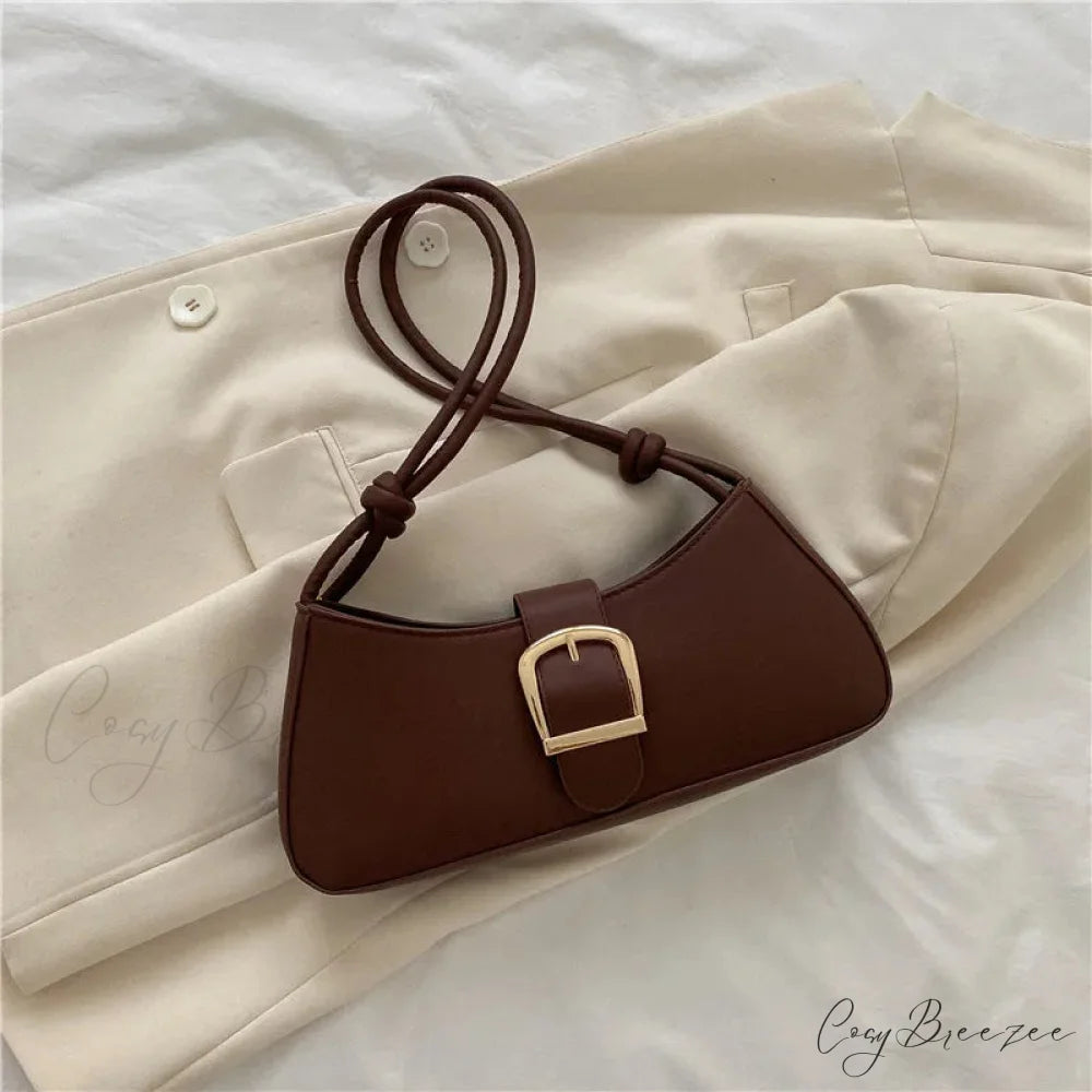 Solid Color Trendy Small Bag Dark Brown shoulder-250126