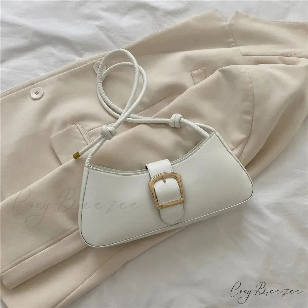 Solid Color Trendy Small Bag White shoulder-250126