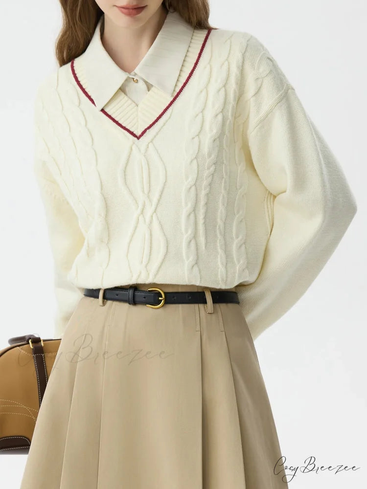 Solid Color Twisted Flower Pullover Sweater swraters-241228