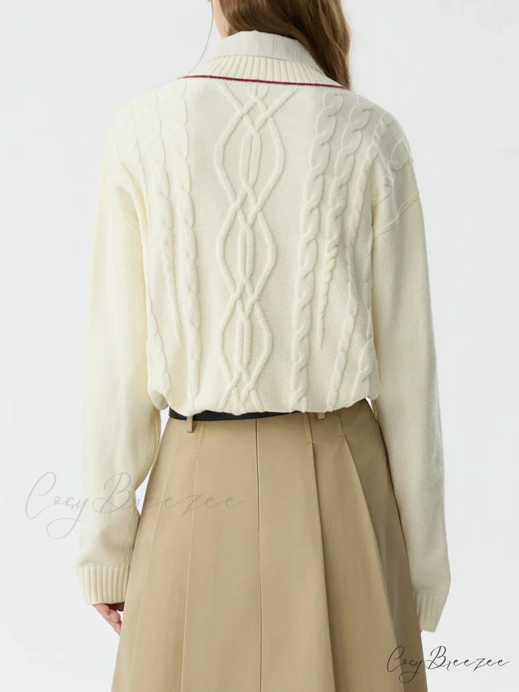 Solid Color Twisted Flower Pullover Sweater swraters-241228