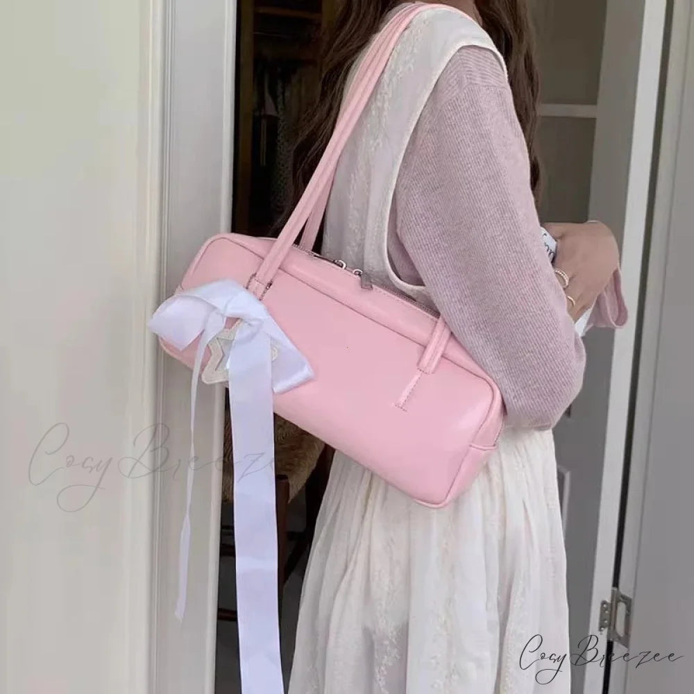 Solid Color Zipper Shoulder Bag shoulder-250126