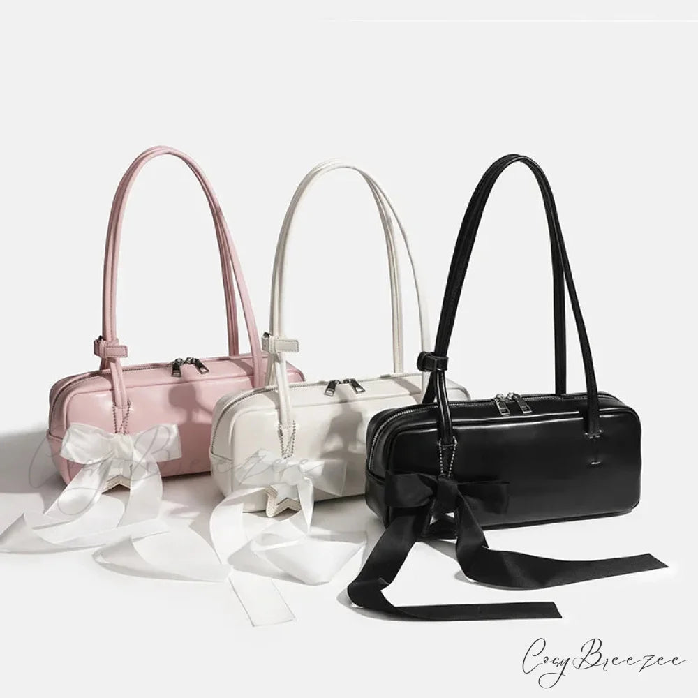 Solid Color Zipper Shoulder Bag shoulder-250126