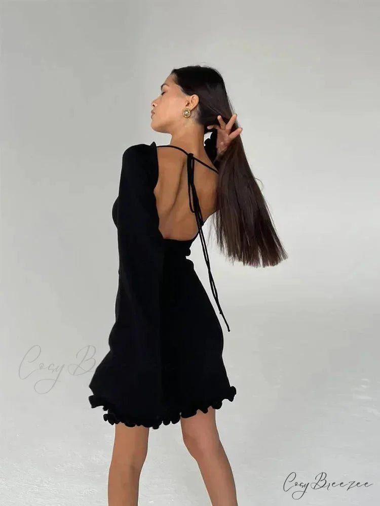 Solid Cotton Maxi Dress BLACK / S