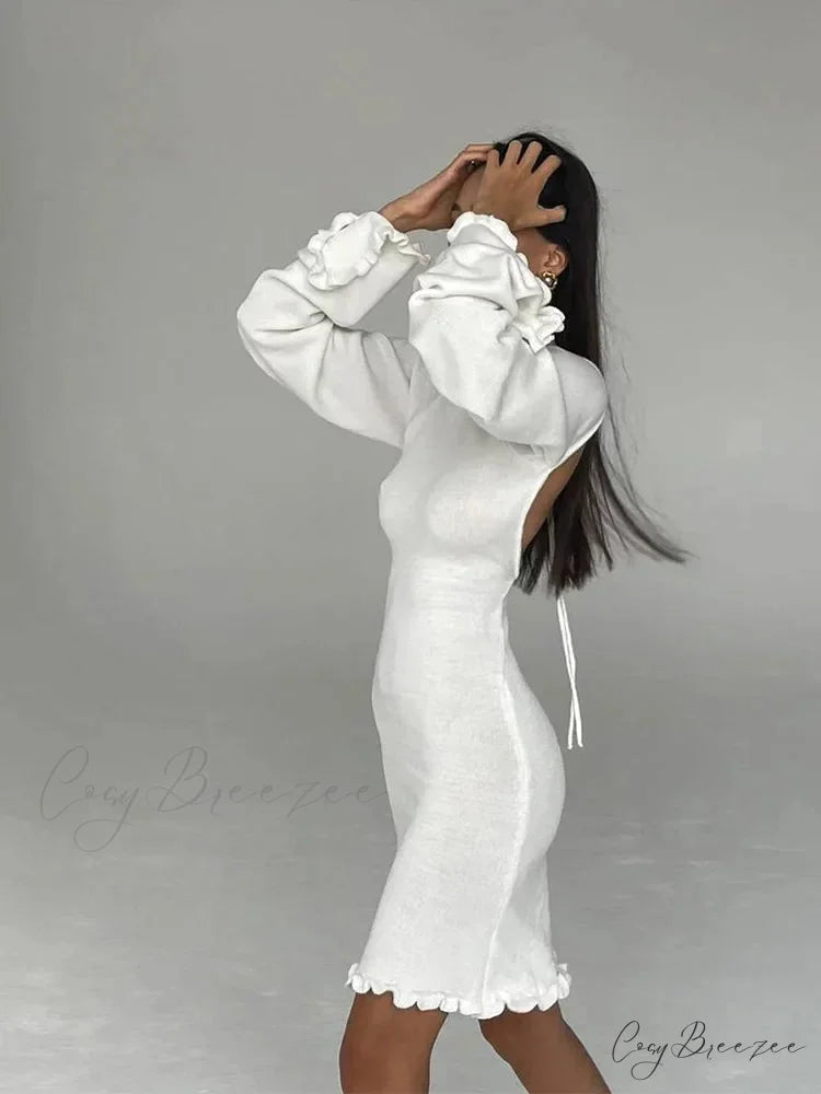 Solid Cotton Maxi Dress WHITE / S