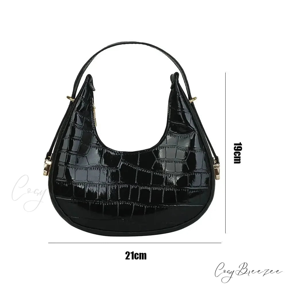 Solid Crocodile Print Large Capacity Shoulder Handbag handbag-250126