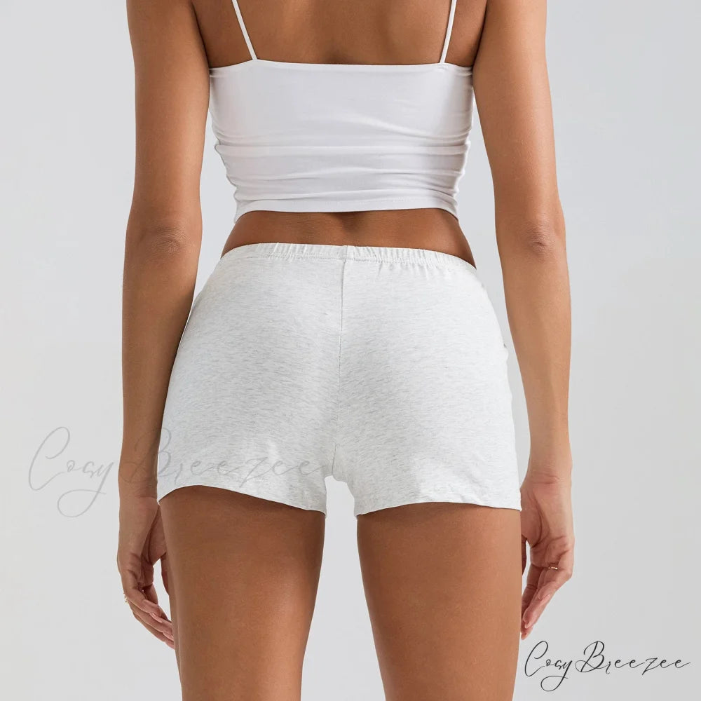 Solid Elastic Waist Slim Shorts short-250223