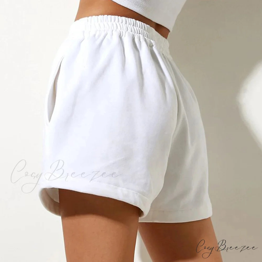 Solid High Waist Sweatpants Shorts short-250223