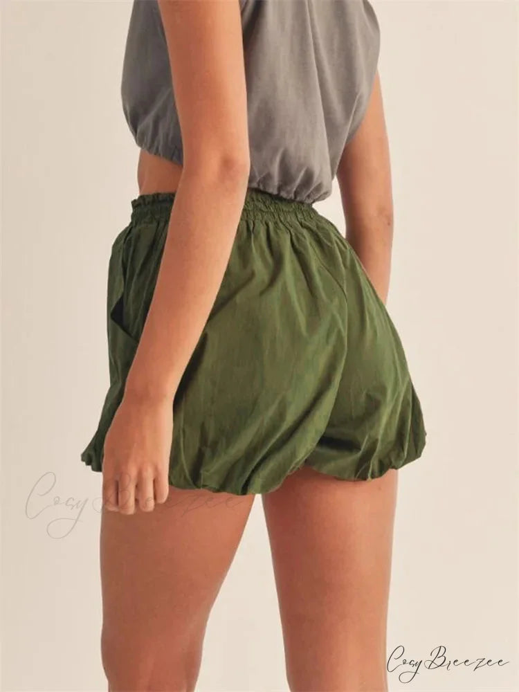Solid Lacy Tiered Flounced Short short-250223