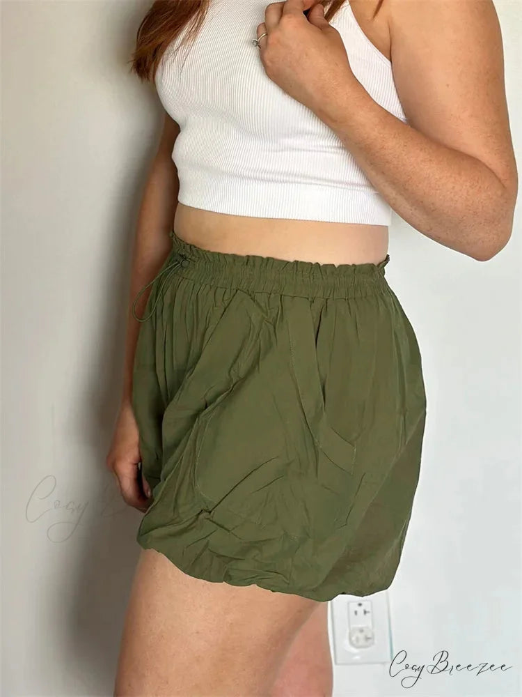 Solid Lacy Tiered Flounced Short short-250223