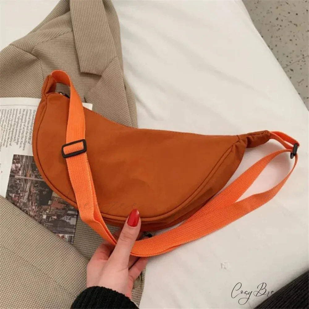 Solid Nylon Travel Crossbody Waist Bag Orange / 17X14X8cm crossbody-250126