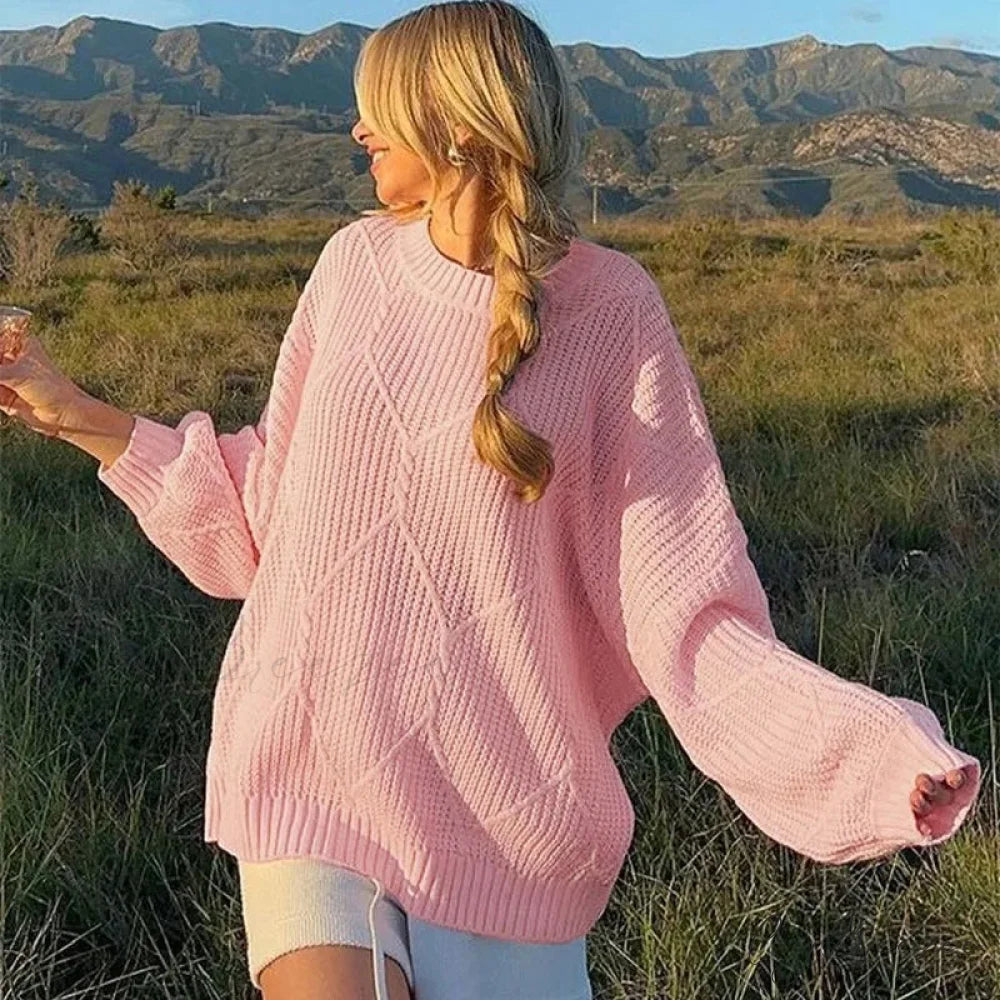 Solid O-neck Ribbed Long Sleeve Sweater swraters-241228