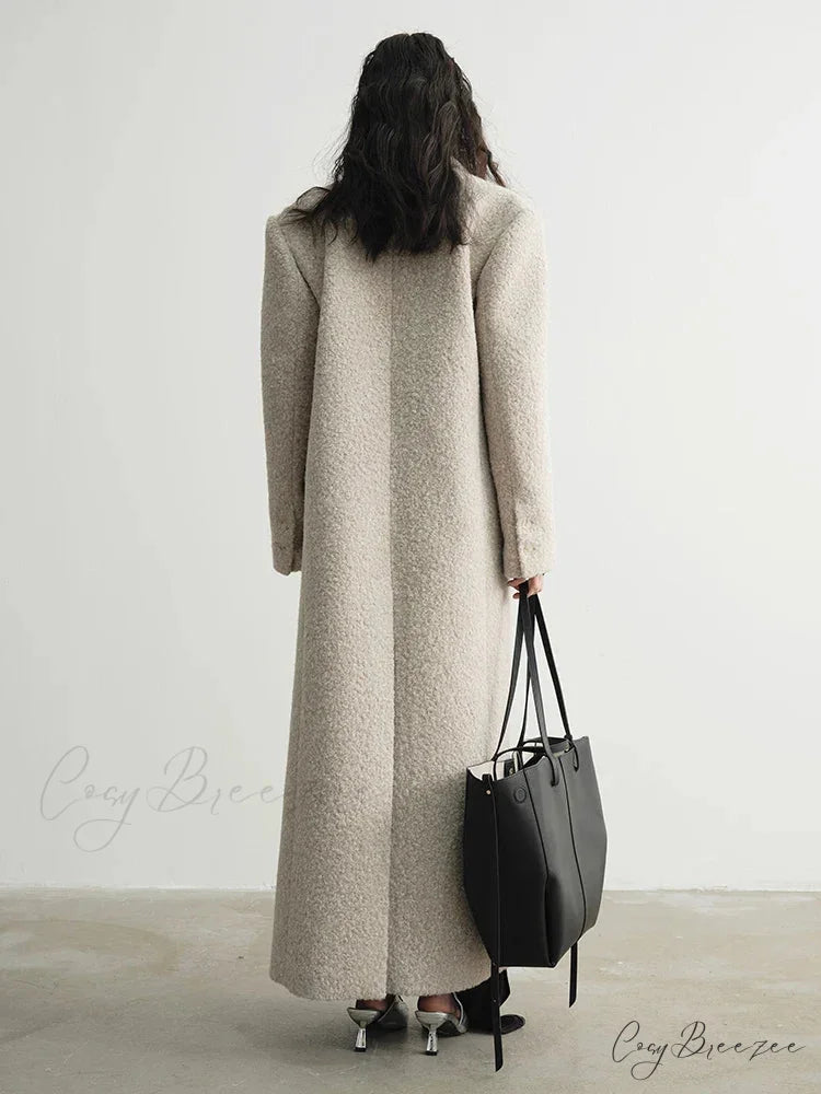 Solid Patchwork Long Sleeve Coat overcoats-241228