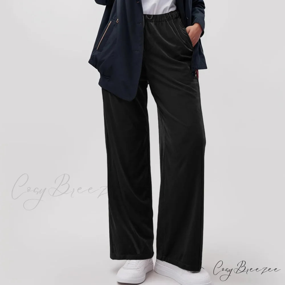 Solid Pocket Stretch Yoga Relaxed Pants Black / S pants-241228
