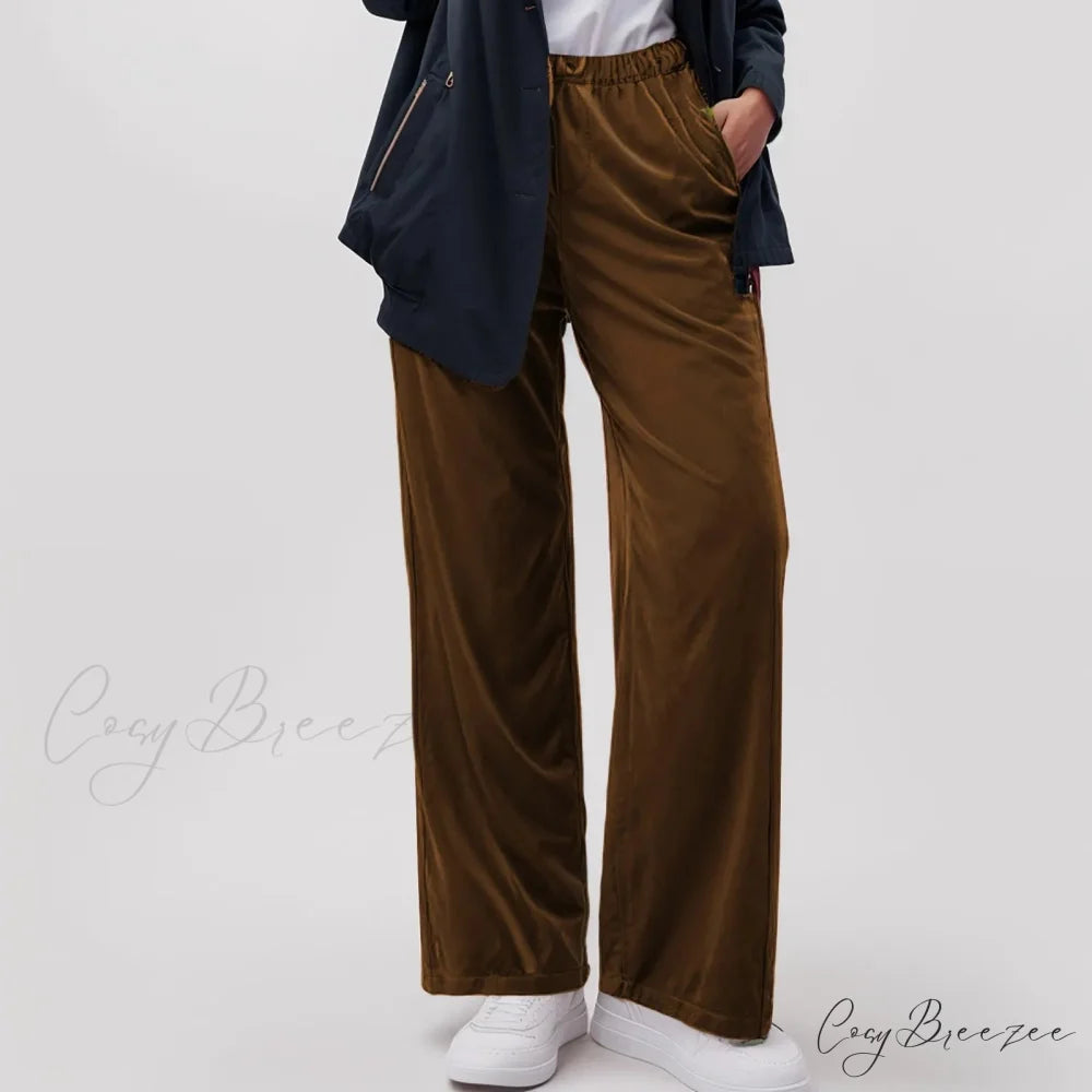 Solid Pocket Stretch Yoga Relaxed Pants Coffee / S pants-241228