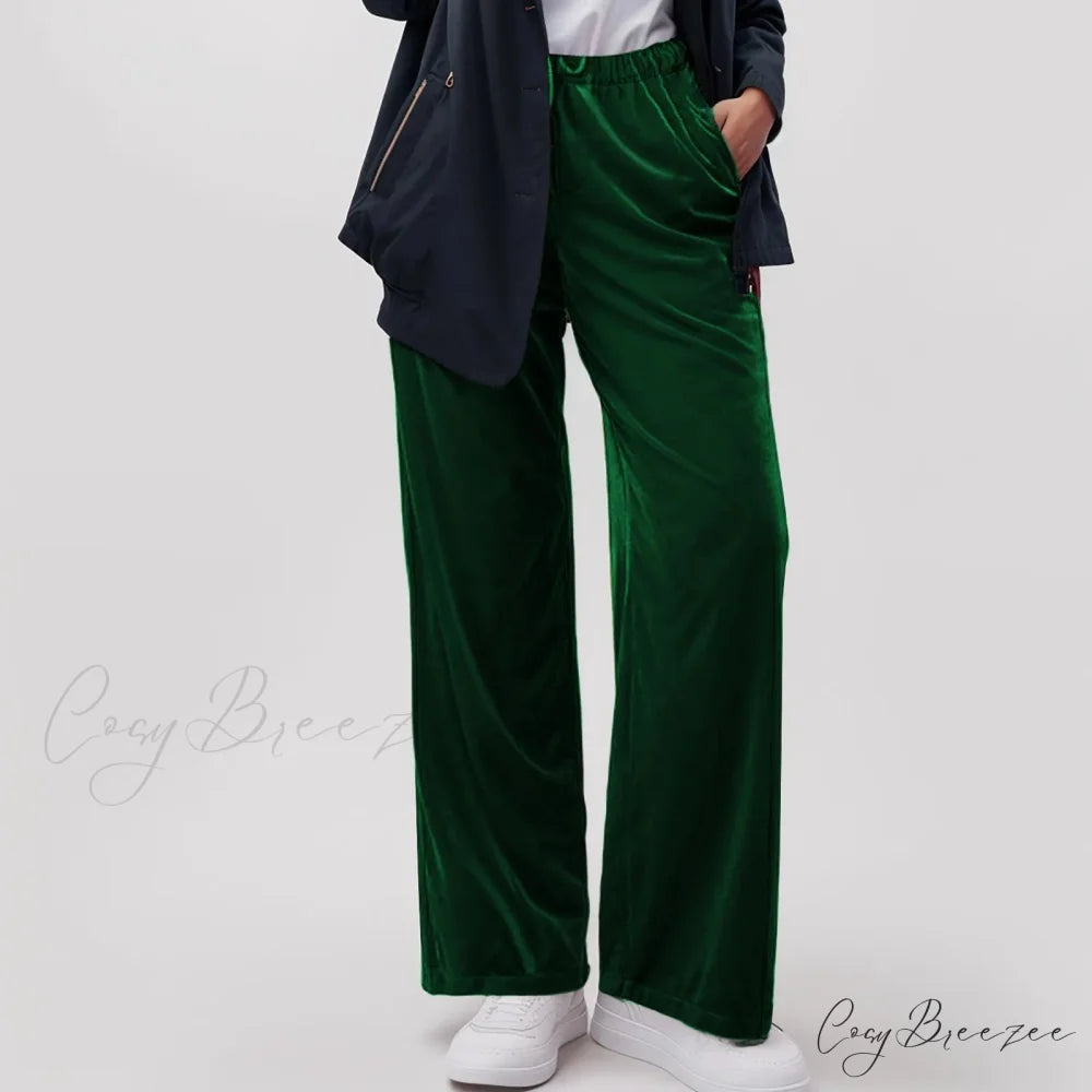 Solid Pocket Stretch Yoga Relaxed Pants Green / S pants-241228