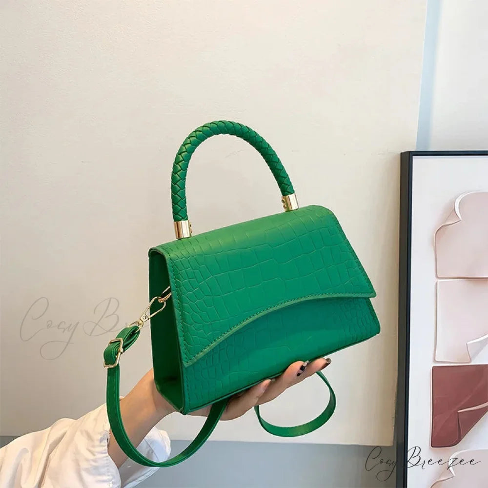 Solid PU Leather Casual Crossbody Top Handle Handbag handbag-250126
