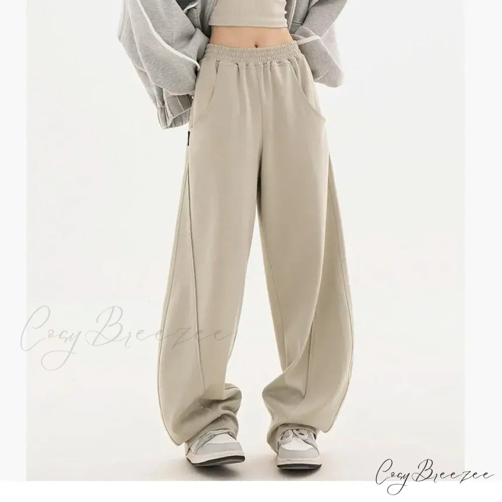 Solid Relaxed Street Dance Pants Apricot / S pants-241228