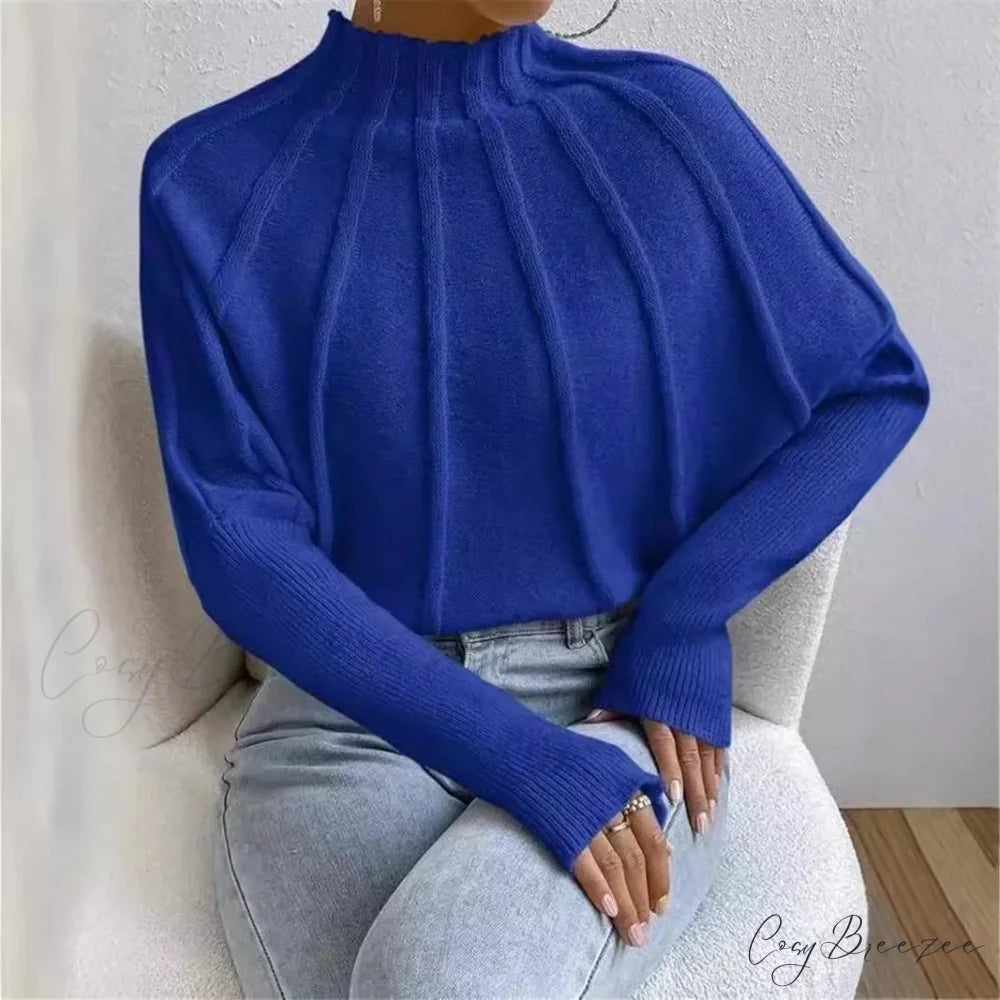 Solid Round Neck Batball Sleeve Loose Sweater swraters-241228