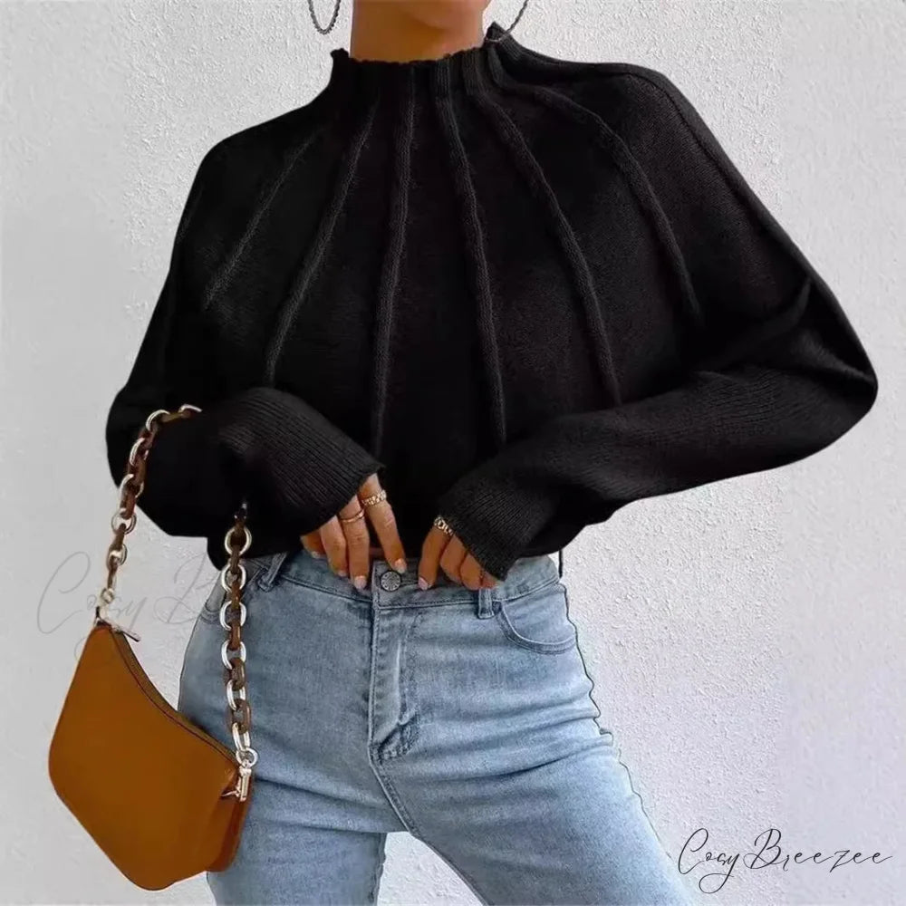 Solid Round Neck Batball Sleeve Loose Sweater swraters-241228
