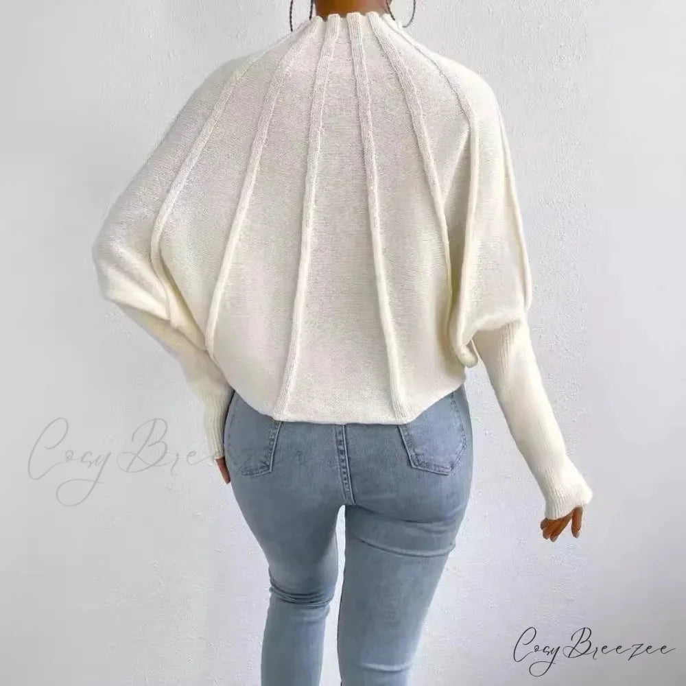 Solid Round Neck Batball Sleeve Loose Sweater swraters-241228